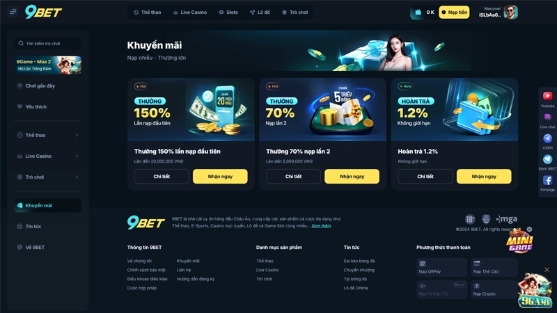 Casino Live Tại 9BET: Điểm Nóng Giải Trí Trực Tuyến Ưu Đãi Và Khuyến Mãi Đặc Biệt Năm 2025